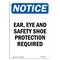 Signmission OSHA Sign, Ear Eye And Safety Shoe Protection, 14in X 10in Rigid Plastic, 10" W, 14" H, Portrait OS-NS-P-1014-V-11621 - alternate 1